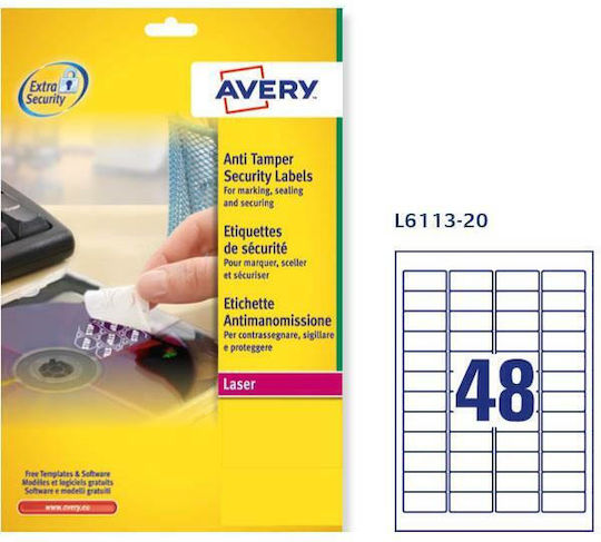 Avery Zweckform 960 Self-Adhesive Rectangular A4 Labels 45.7x21.2mm