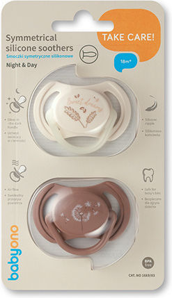 Babyono Silicone Night Pacifiers for 18+ Months 2 Pieces