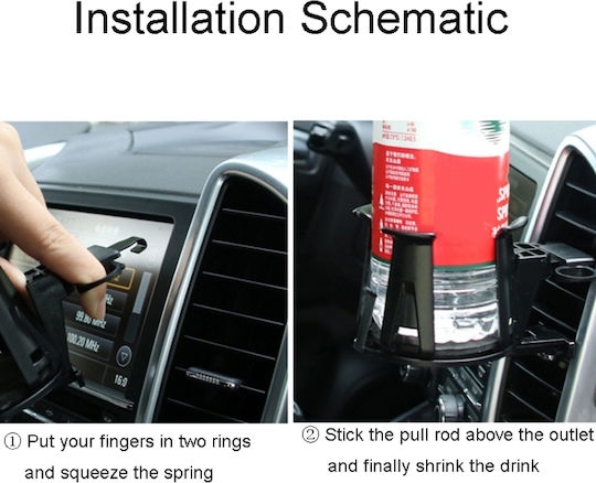 Car Cup Holder 1 Position for AC Vents in Black Color