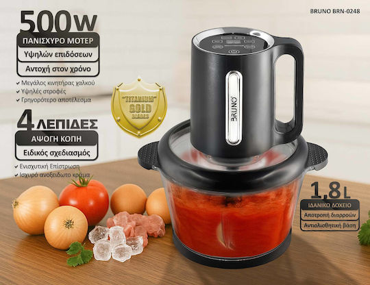 Bruno Mini-Zerkleinerer Multi 500W mit Behälter 1.8Es Schwarz