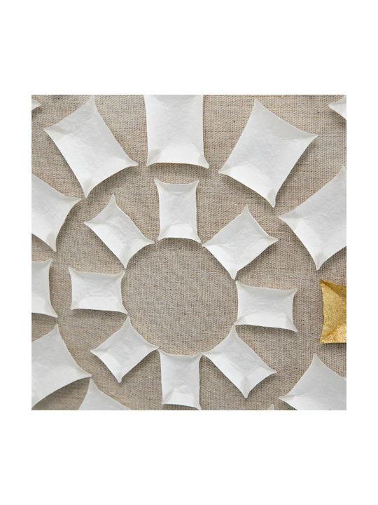Artekko Mosaic Beige Decorative Painting White Paper Technique Plexiglass Frame 90x5x90 Cm 90cm X 5cm X 90cm