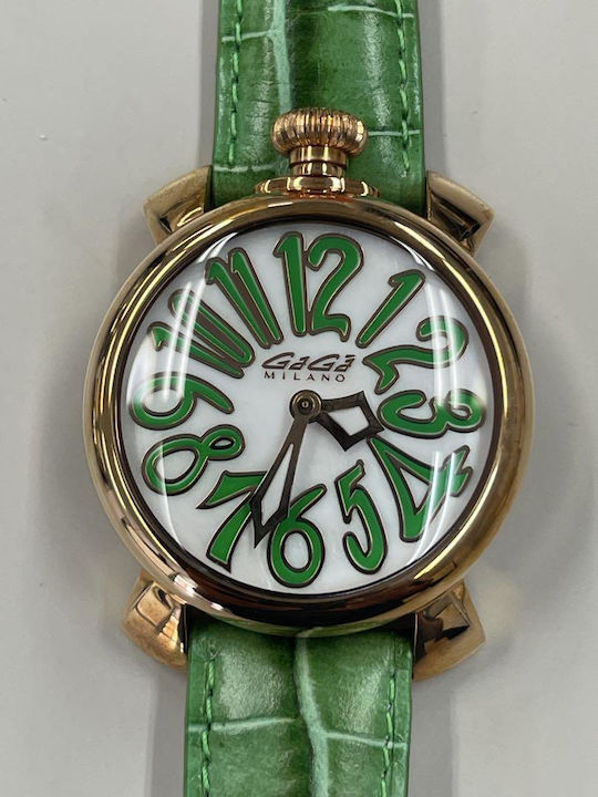 Gaga Milano Women's Watch with Green Leather Strap
