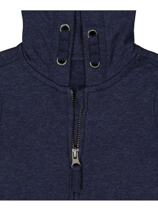 Kids Sweatshirt Cardigan With Hood And Pockets Dark Blue