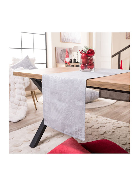 Teoran Christmas Tablecloth Runner Fabric Gray L160xW40cm.