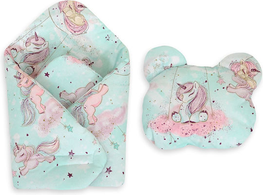 Doll Blanket Bear Pillow Mint Unicorns