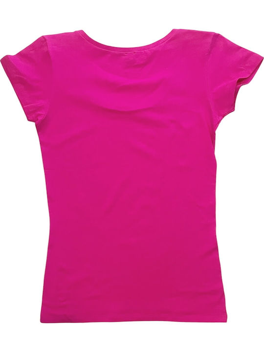Kurzärmelig Fuchsie Damen T-Shirt