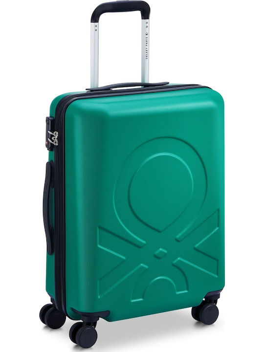 Delsey Paris X Benetton Cabin Travel Suitcase Hard Green with 4 Wheels Height 55cm