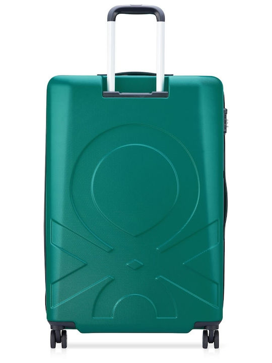 Delsey Paris X Benetton Large Travel Suitcase Hard Green with 4 Wheels Height 76cm