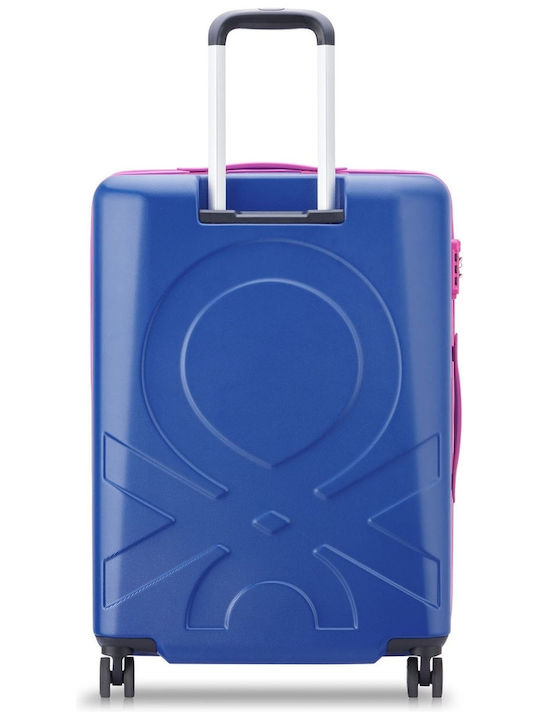 Delsey Paris X Benetton Medium Travel Suitcase Hard Blue with 4 Wheels Height 66cm