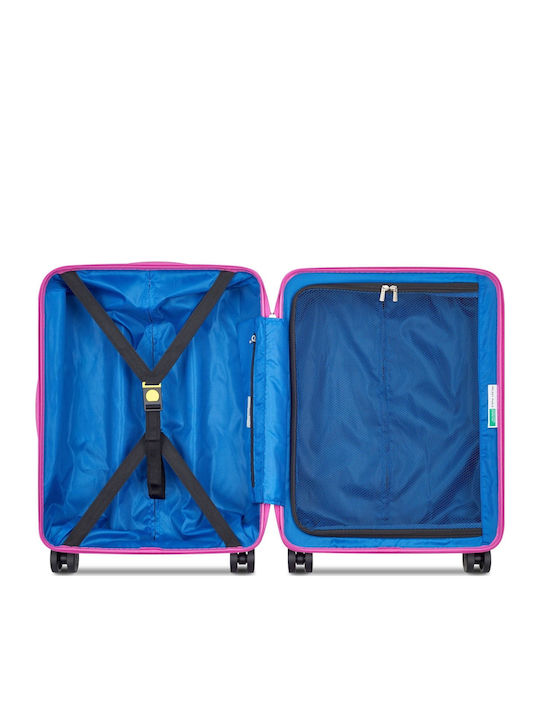 Delsey Paris X Benetton Cabin Travel Suitcase Hard Pink with 4 Wheels Height 55cm