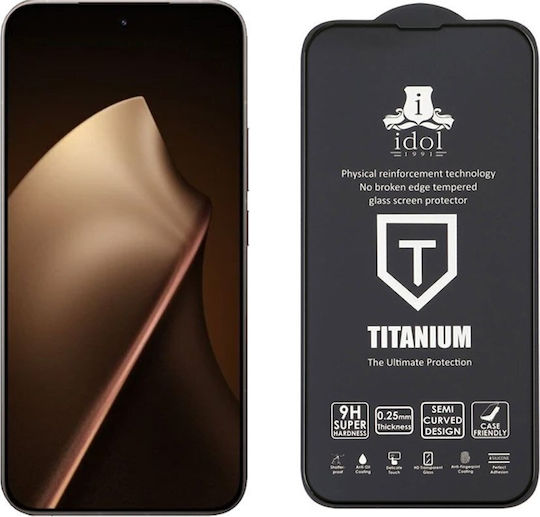 Idol 1991 Titanium Semi Curved 0.25mm Full Glue Tempered Glass Μαύρο (Xiaomi 15T Pro)