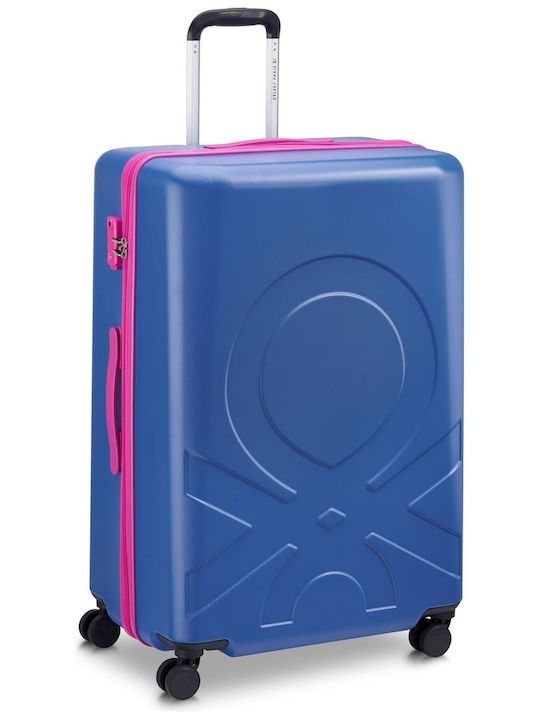 Delsey Paris X Benetton Valiză de Călătorie Mare Dură Albastru cu 4 roți Înălțime 76cm