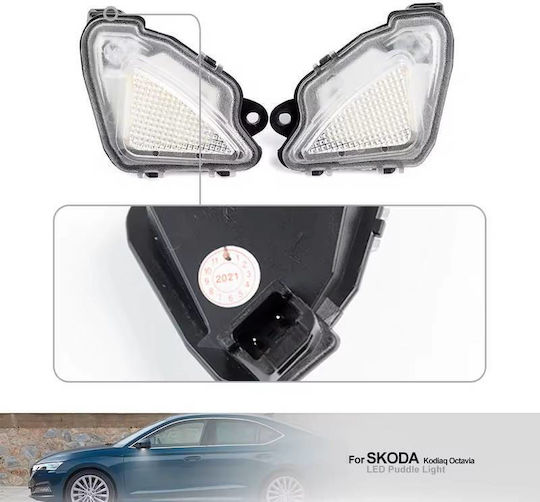 Mirror Light Skoda Octavia 2017-2020 Superb 2015-2023 Karoq 2017+ Kodiaq 2016+ VW T-Roc 2018+ SMD Led 6000K White 2 Pieces Skoda Volkswagen Carner