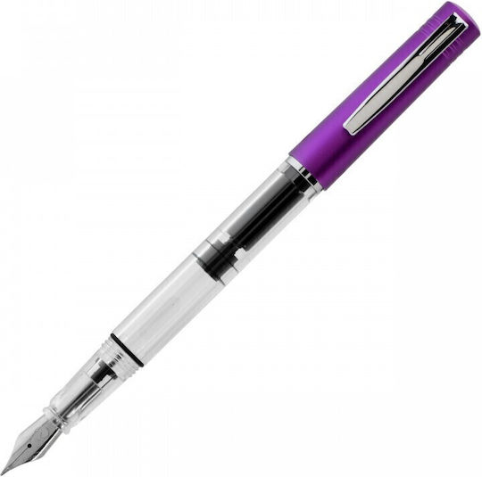 Monteverde Fountain Pen Medium Aluminum with Purple Ink