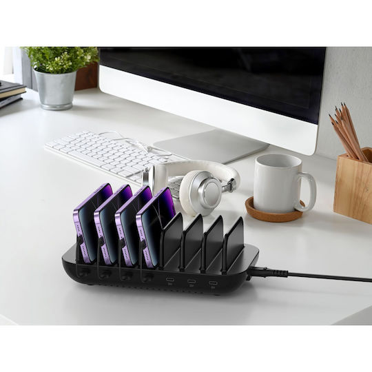 Conceptronic Βάση Φόρτισης με 7 Θύρες USB-C 160W Power Delivery σε Μαύρο χρώμα (OZUL07B)