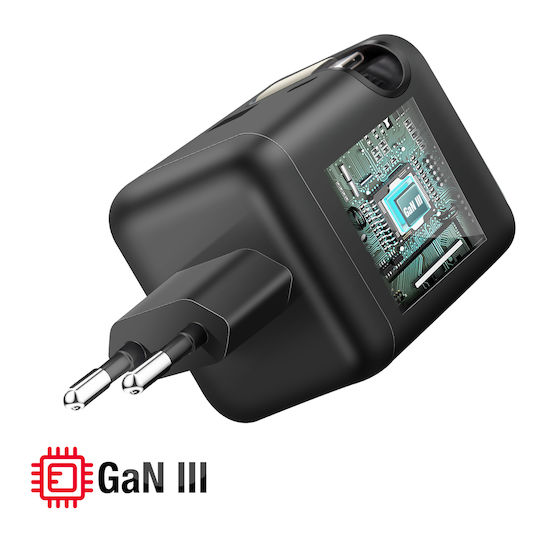Forcell Φορτιστής Χωρίς Καλώδιο GaN με Θύρα USB-A και Θύρα USB-C 70W Power Delivery / Quick Charge 4.0 Γκρι (F-Energy VT-R7)