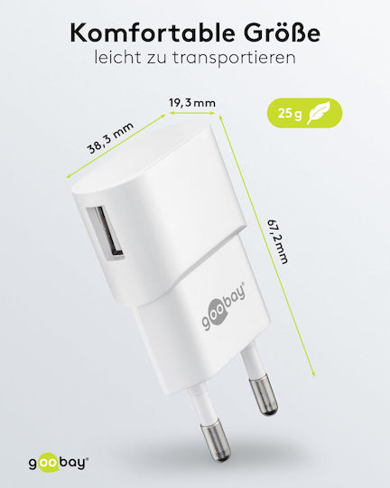 Goobay Φορτιστής Χωρίς Καλώδιο με Θύρα USB-A 5W Λευκός (44948)