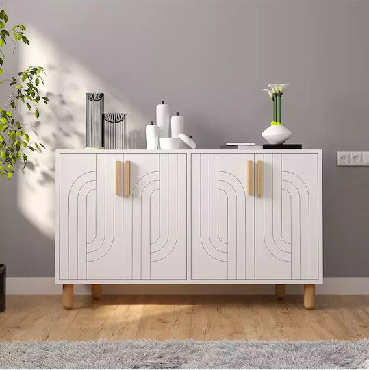 Модерен Буфет С Дървесна Текстура И 4 Врати 120x30x75 См