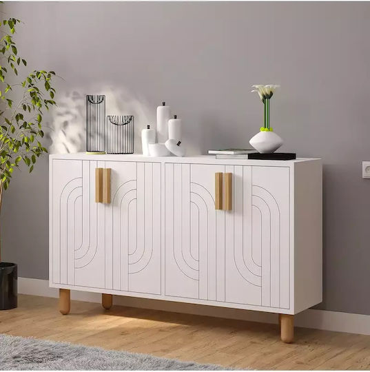 Модерен Буфет С Дървесна Текстура И 4 Врати 120x30x75 См
