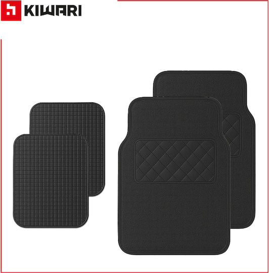 Set 4 Kiwari Grip Universell Auto Fußmatten PVC Schwarz