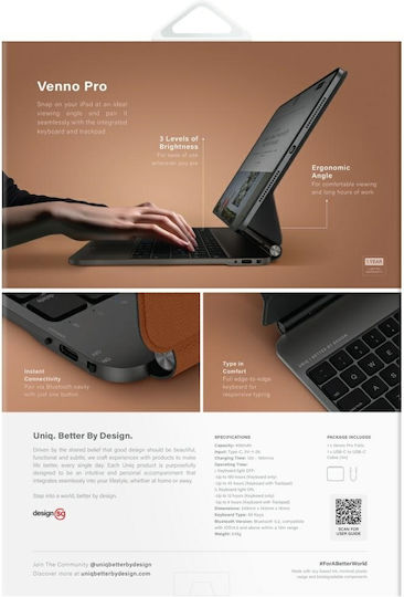 Uniq Flip Cover με Πληκτρολόγιο Καφέ (iPad Pro 11 M4 (2024))