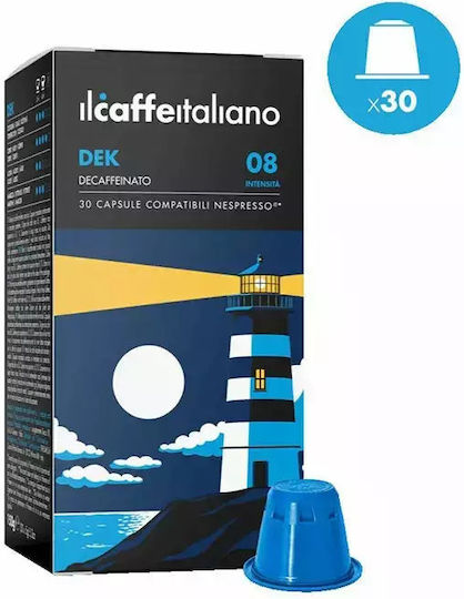 IL Caffe Italiano Kapseln Espresso Haselnuss Entkoffeiniert Kompatibel mit Maschine Nespresso 30Mützen
