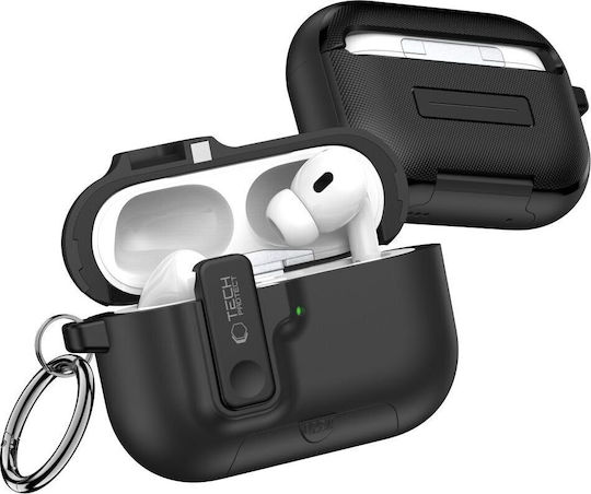 Tech-Protect Slim Hook Hülle Kunststoff mit Haken in Schwarz Farbe für Apple AirPods Pro 3