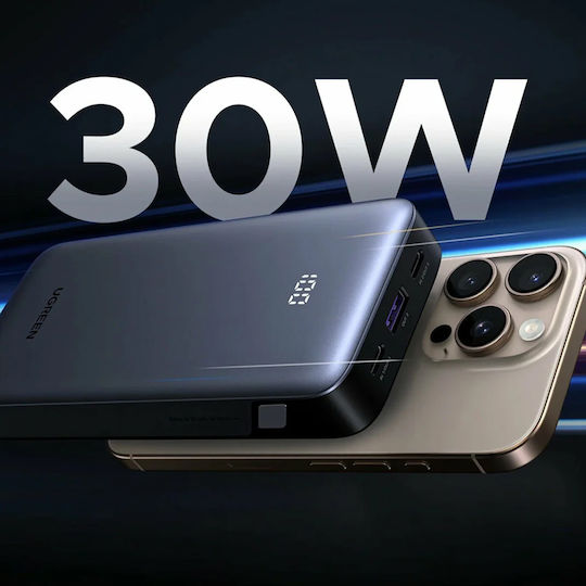 Ugreen PB535 Power Bank 10000mAh 30W με Θύρα USB-A και 2 Θύρες USB-C Power Delivery Γκρι