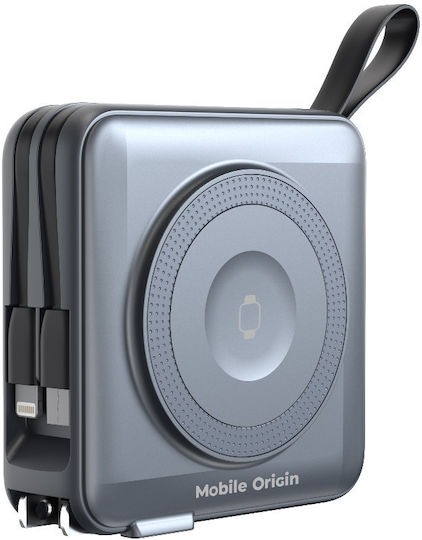 Mobile Origin PBT-03L-GRY MagSafe Power Bank 10000mAh 20W με Θύρα USB-A και Θύρα USB-C Power Delivery Γκρι