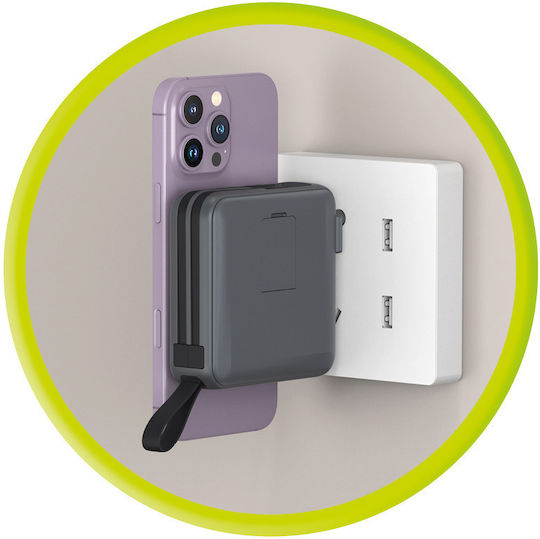 Mobile Origin PBT-03L-GRY MagSafe Power Bank 10000mAh 20W με Θύρα USB-A και Θύρα USB-C Power Delivery Γκρι