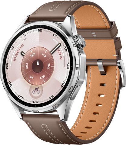 Huawei Watch GT 6 Stainless Steel 46mm Waterproof with Heart Rate Monitor (Brown Leather)