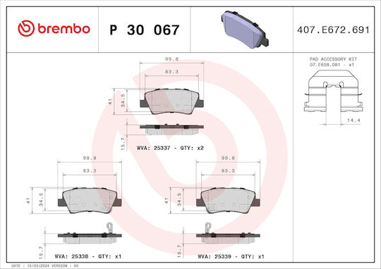 Brembo Brake Pad Rear for Hyundai i30