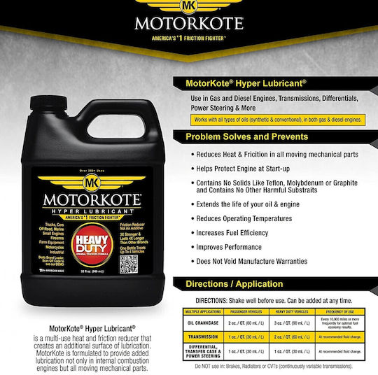 Motorkote Hyper Lubricant Anti-friction & Lubrication Improver Additive for Car 3.78lt