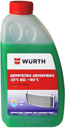 Wurth Evocool Αντιψυκτικό Παραφλού Ψυγείου Αυτοκινήτου -25°C/+105°C Πράσινο Χρώμα 1lt