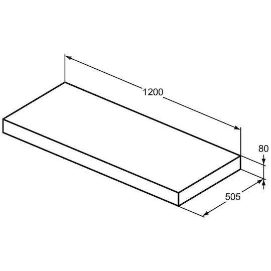 Ideal Standard Πάγκος χωρίς Νιπτήρα Μ120xΒ50.5xΥ8cm Καφέ Ματ Dark Walnut