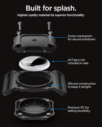 Spigen Tough Armor Θήκη Κολάρου Κατοικιδίων Σιλικόνης για AirTag σε Μαύρο χρώμα