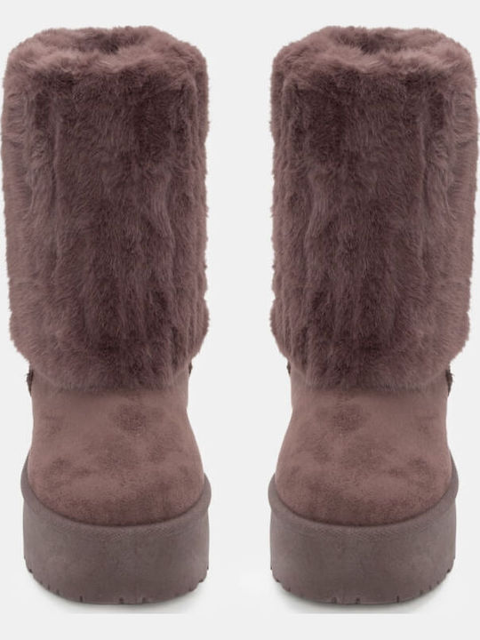 Stiefeletten Damen mit Pelz Braun