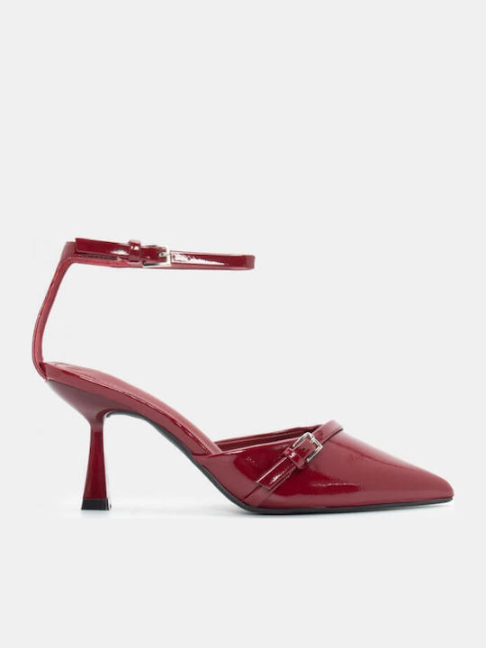 Pointed Toe Burgundy Heels with Strap