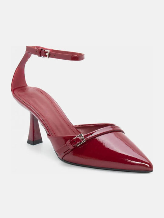 Pointed Toe Burgundy Heels with Strap