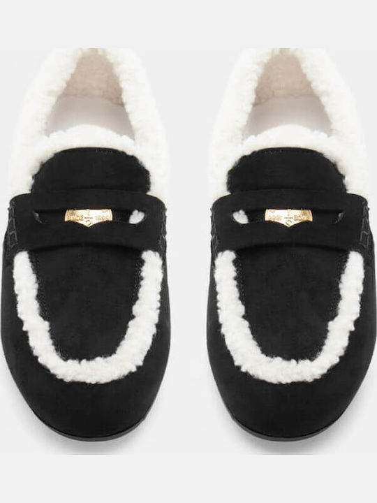 Δερμάτινα Γυναικεία Loafers σε Μαύρο Χρώμα
