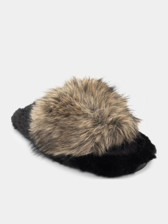 Winter Women's Slippers with Fur Beige