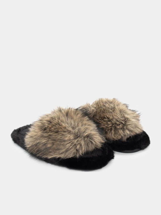 Winter Women's Slippers with Fur Beige