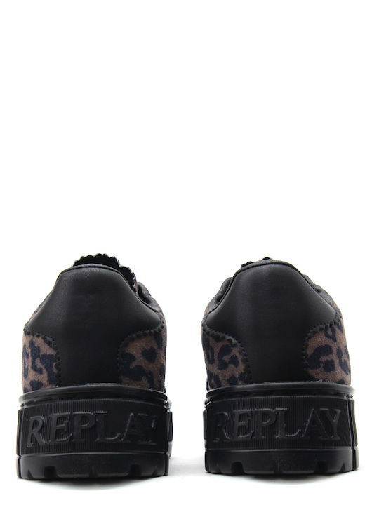 Paulette Wild Damen Flatforms Sneakers Καφέ - Μαύρο