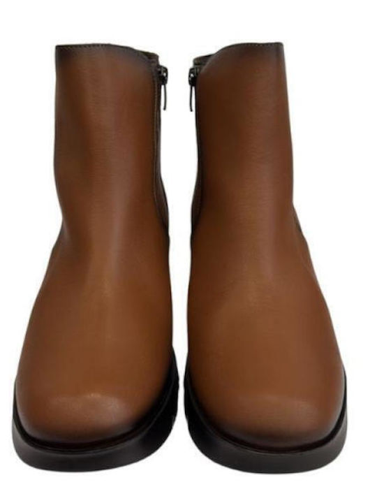 Leather Women's Ankle Boots Tabac Brown