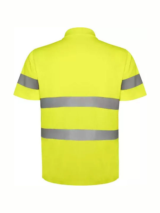 Roly Polo Unisex Cu Mâneci Scurte Cu Benzi Reflectorizante Cămăși De Lucru Polaris Cod 9302 Galben Fluorescent
