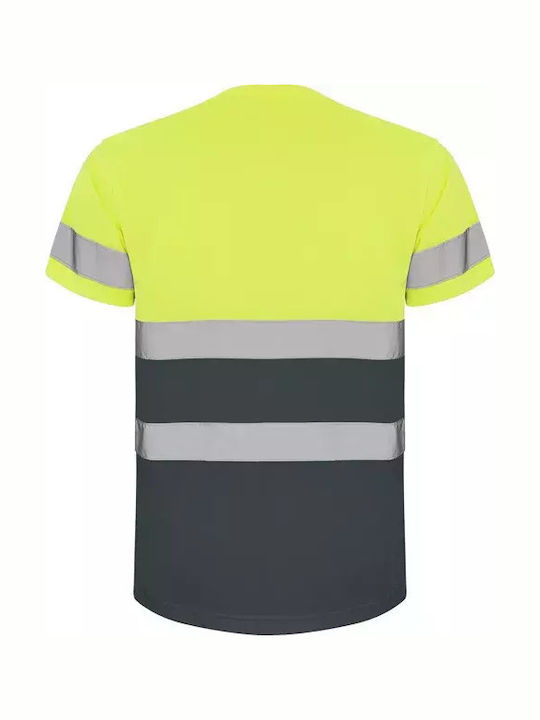 Roly Reflektierendes Kurzärmeliges Unisex Arbeitshemden und T-Shirts Arbeitshemd Delta Kode 9310 Lead Fluoryellow S