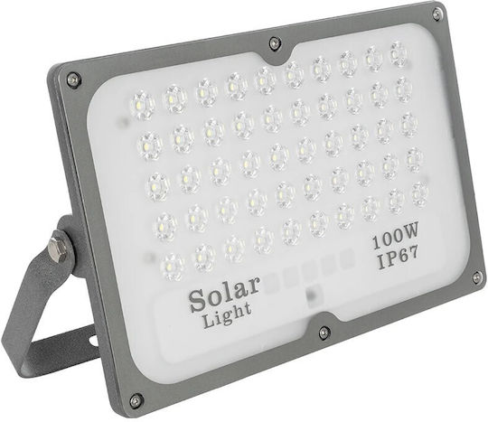 GloboStar Waterproof Solar LED Floodlight 100W Cold White 6000K with Remote Control IP65