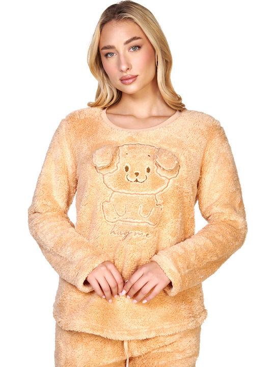 Kare Design Winter Damen Pyjama-Set Beige