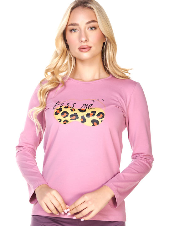 Comfort Winter Women's Pyjama Set Pink Kiss Me