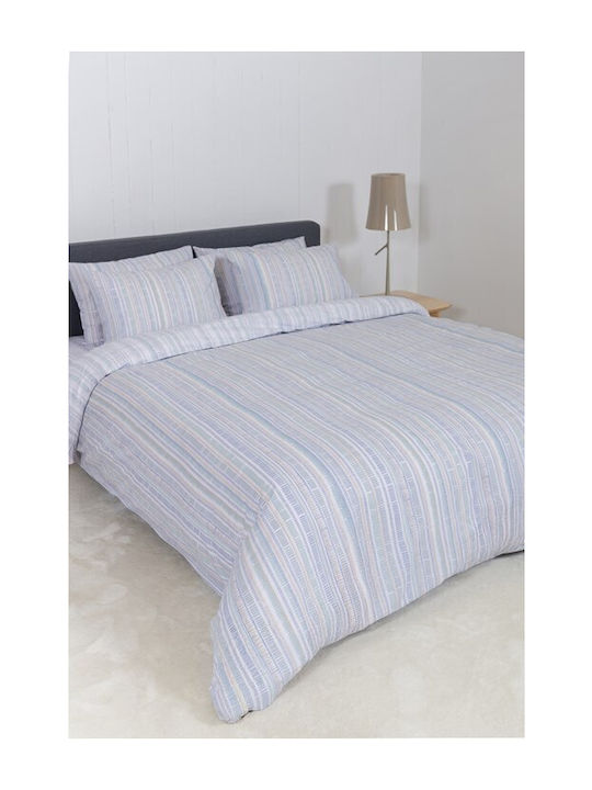 Naf Naf Set Bettbezug 165x245cm Einzel mit Kissenbezug Summit Denali Blau